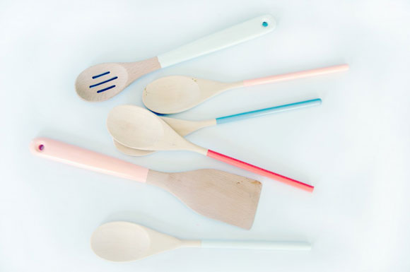 colored wooden spoons