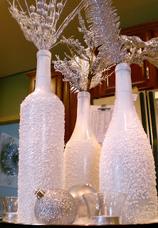 snowy wine bottle