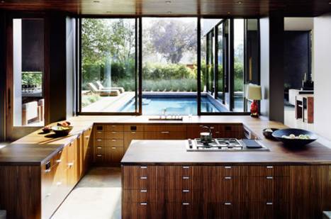 low modern kitchen made from wood