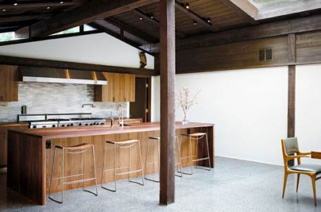 open wooden kitchen