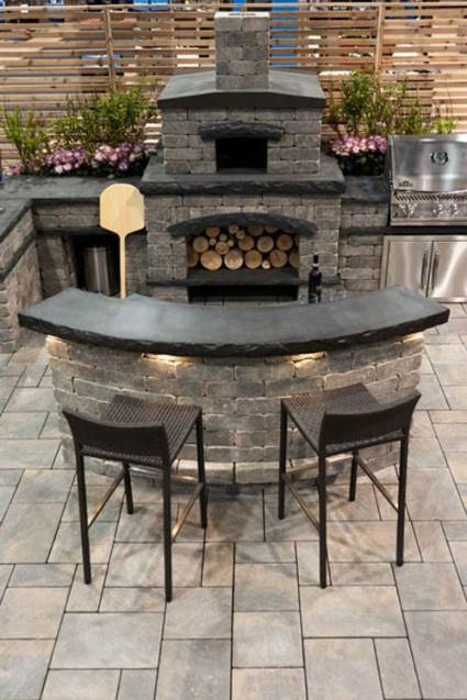 kitchen outside with stone oven