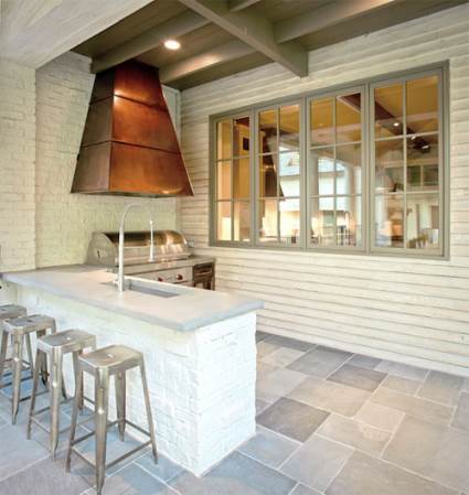 outdoor kitchen with kitchen island