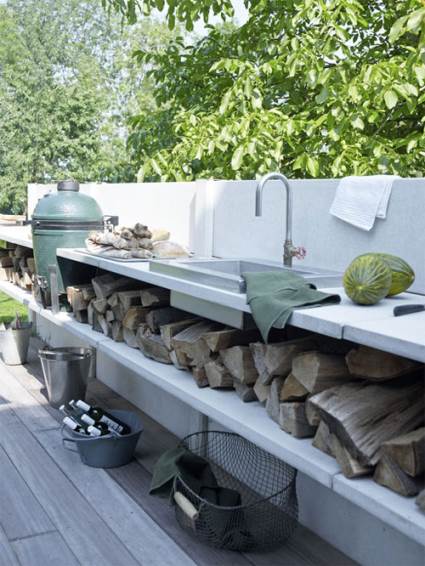 open air concrete kitchen