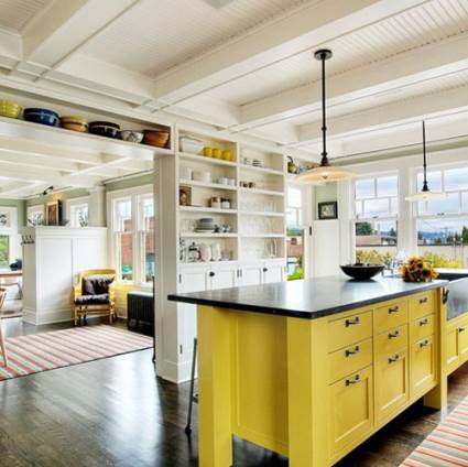 yellow kitchen island