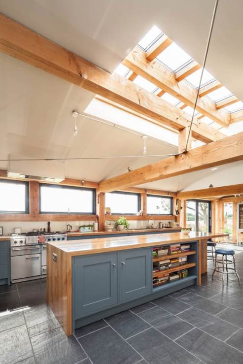 kitchen with ceiling roof