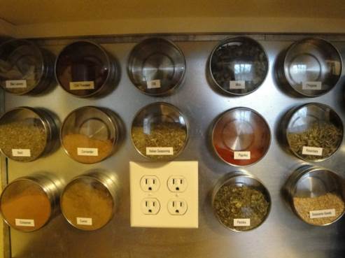 magnetic cannisters in kitchen