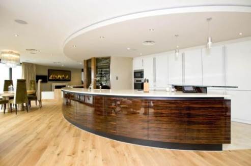 curved kitchen in mudeford riverside house