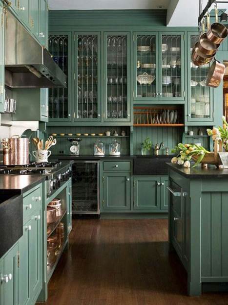 dark green kitchen colors