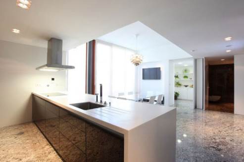 modern black and white kitchen