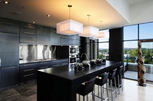 a black modern kitchen