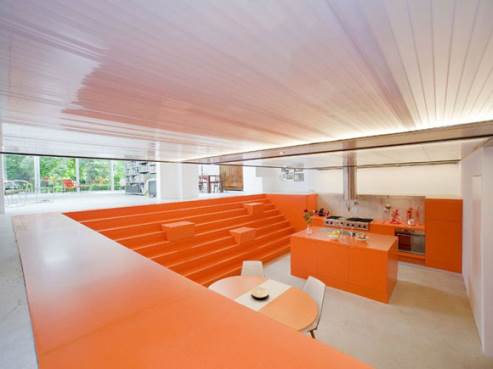 modern orange kitchen design