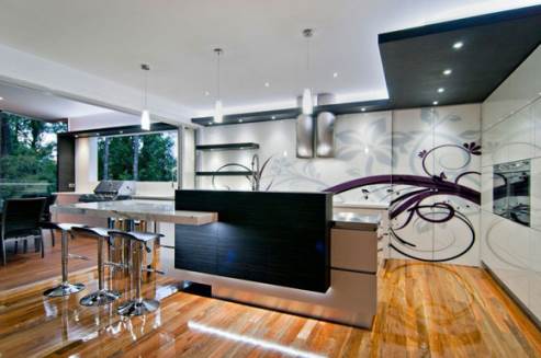 kitchen with custom graphic design