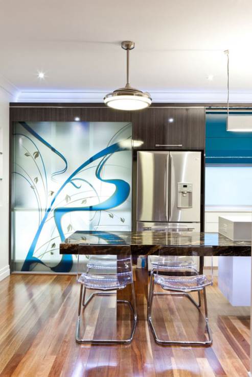 kitchen cabinet with custom designed graphic