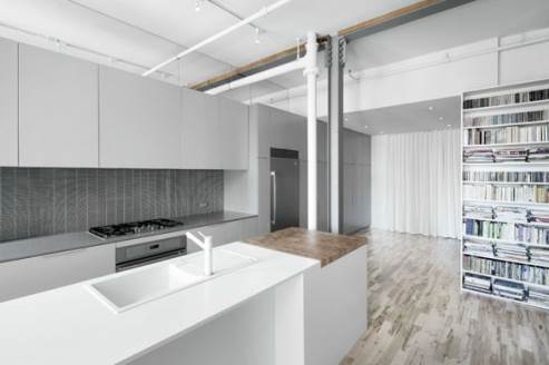 glossy white kitchen island