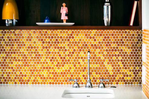 lovely vibrant yellow kitchen tiles