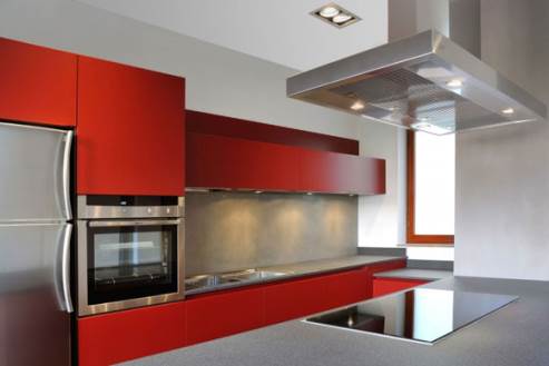 beautiful red kitchen