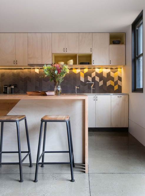 unique yellow kitchen tiles