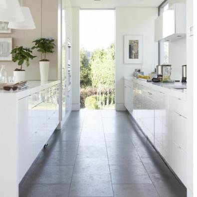 galley kitchen design reflective