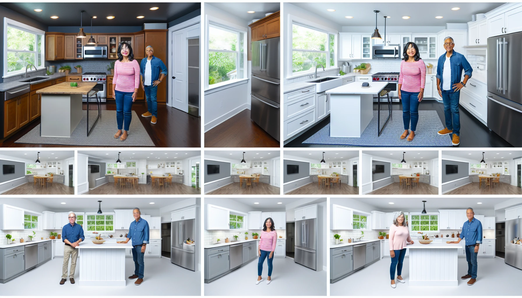 Before and after visuals of AI kitchen design transformations